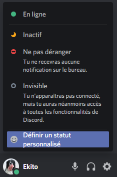 définir statut personnalisé discord