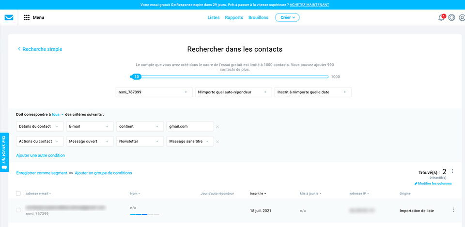 getresponse segmentation