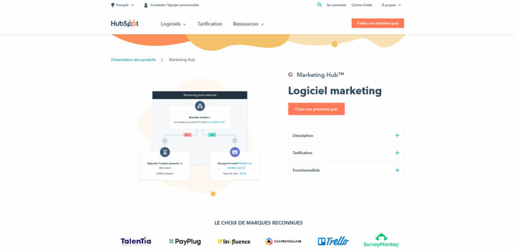 hubspot page d'accueil